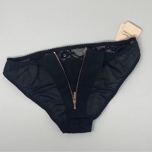 Agent Provocateur Sally Black Zipper Brief AP2 Small NWT $130
